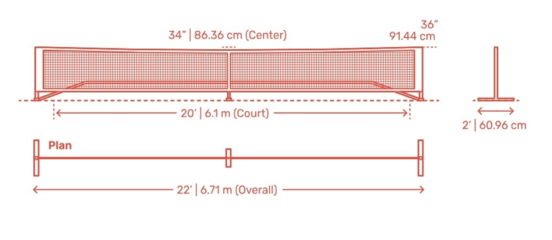 Lưới Pickleball cao bao nhiều